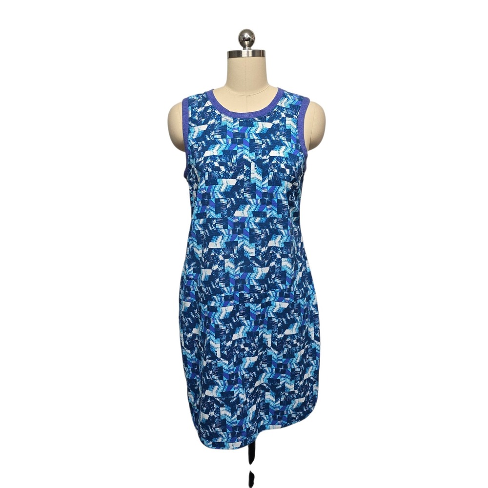 Title Nine Geometric Print Sleeveless Dress Blue Purple Women's Size Medium